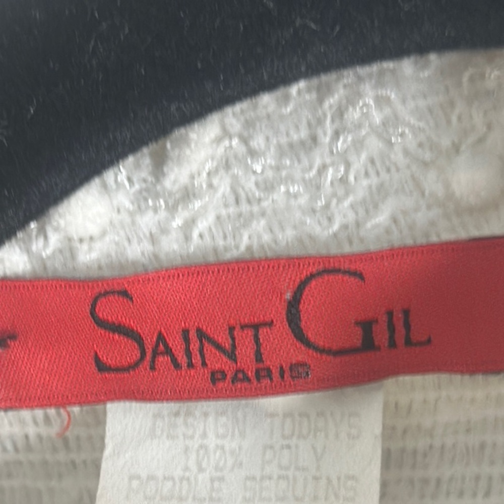 SANT GIL Paris Elegant White Ruffled Coat black trim size M - Picture 8 of 12